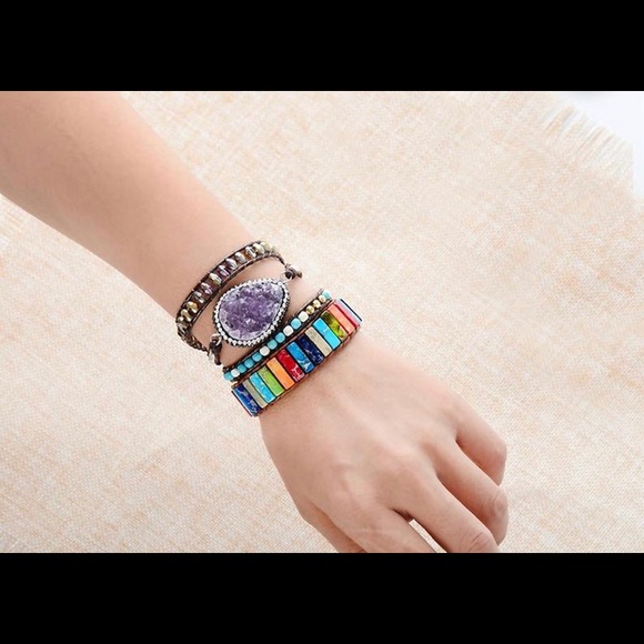 7-Chakra Bracelet Natural Crystal Healing Jewelry ‼️SOLD‼️ - Picture 4 of 8